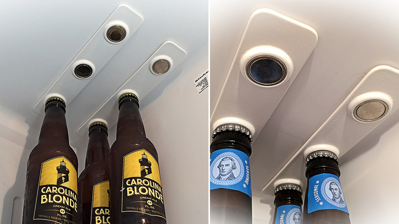 Illustration for article titled Magnetic Loft Hangs Bottles In Your Fridge To Give You More Shelf Space